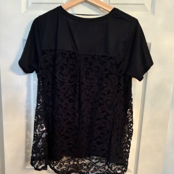 Soft Black T-Shirt with Lace Back - EUC - Picture 4 of 10